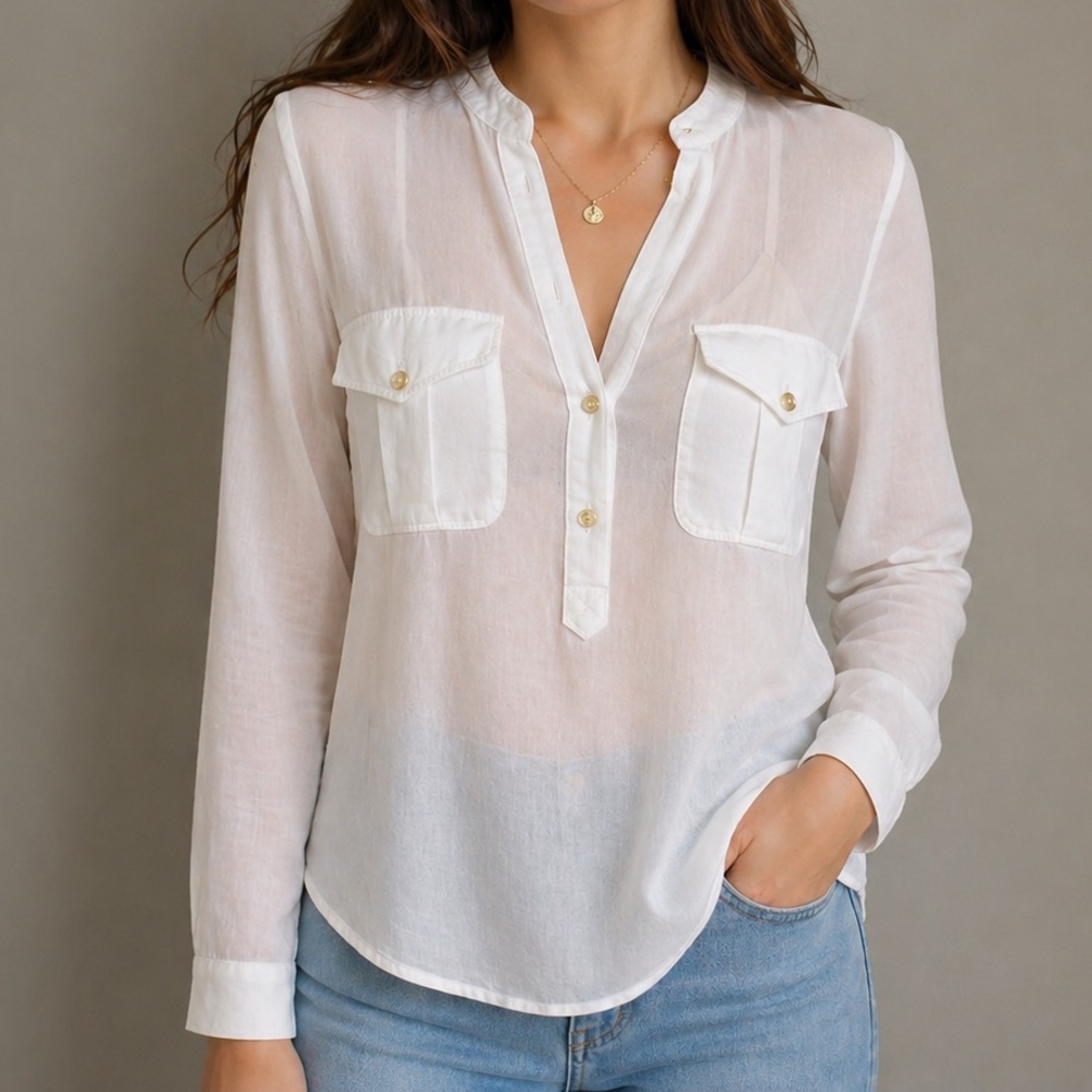 Wilfred White Lightweight Button-Down Shirt